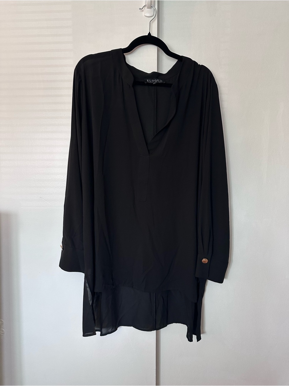 Eloquii Black Long-Sleeve V-Neck Hi-Low Tunic size 22 nwt NEW